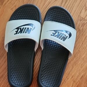 Nike Black and White Slide Sandals